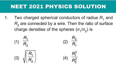 Two charged spherical conductors of radius R1 and R2 are connected by a wire. then the ratio of