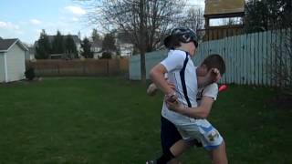 Jake gets tackled