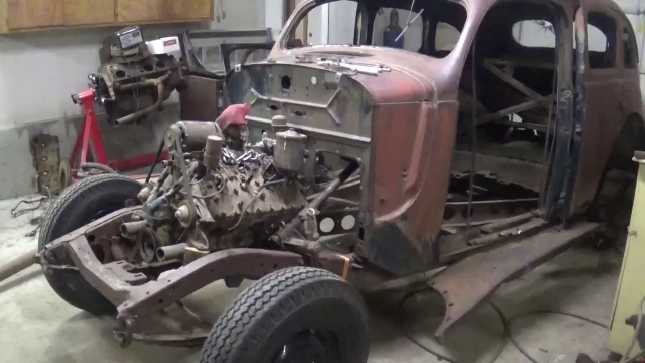 Flathead V8 in '37 Plymouth Test Fit