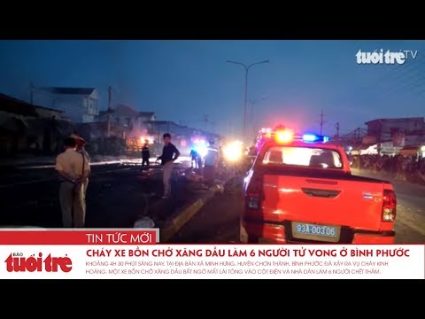 Video Kinh hoàng Cháy xe bồn chở xăng dầu làm 6 người tử... - youtube