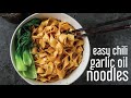A simple yet tasty one bowl easy chili garlic oil noodles  chinese vegan recipe