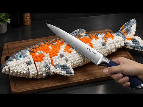 Hunting the MEGALODON SALMON in Deep Sea | LEGO Fish Catch & Cook ASMR Rare Food Recipe