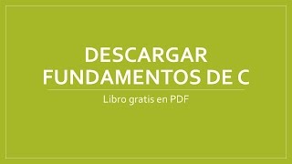 Fundamentos de C libro en PDF mega