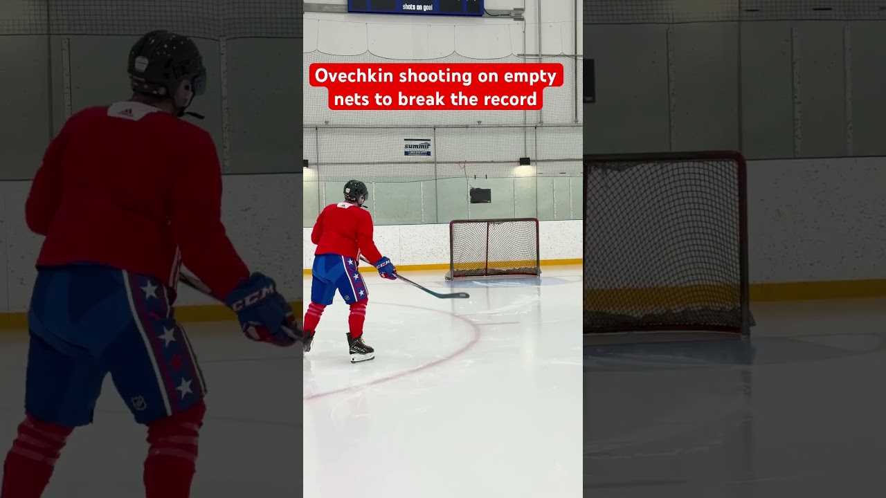 Ovechkin shooting on empty nets to break the record 