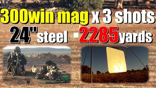 300win mag, 3-4 shots, 2000+ meters
