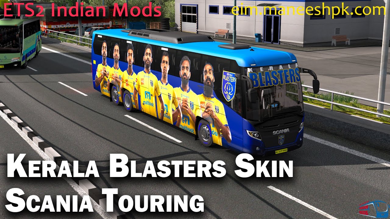Kerala Blasters Skin for Scania Touring 1.311.41 ETS2 Indian Bus