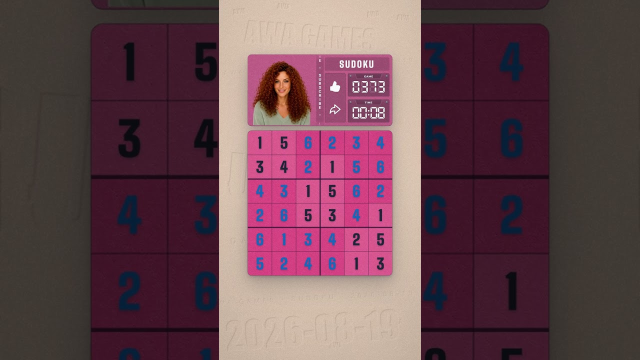 LinkedIn Mini Sudoku #373 solved board for August 19, 2026, 6x6 grid