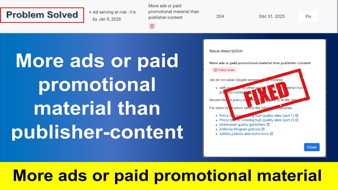 Issue Fixed: More ads or paid promotional material than publisher-content