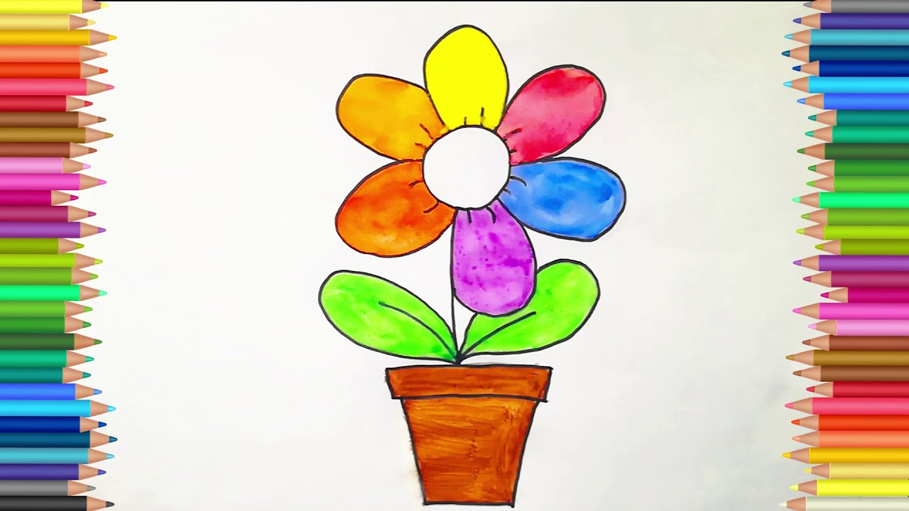 Как нарисовать ЦВЕТОЧЕК - Урок легкого рисования для малышей - YouTube