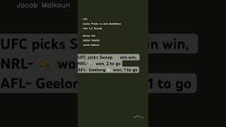Weekend UFC/NRL/AFL Predictions