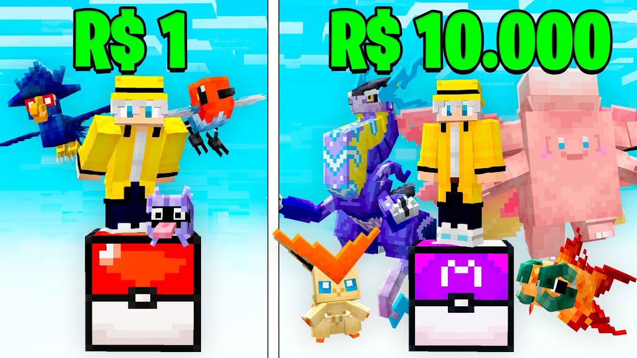 UM BLOCO POKÉMON DE 1 R$ VS 1.000.000 R$ NO MINECRAFT COBBLEMON!