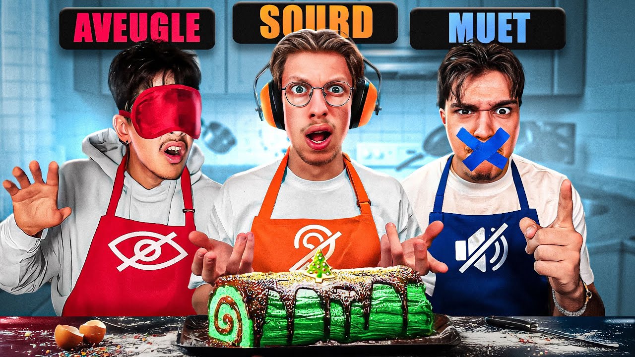 1 Sourd 1 Aveugle 1 Muet Cuisinent une Buche de Noel ! (Ft. Litsu et Jayzz)