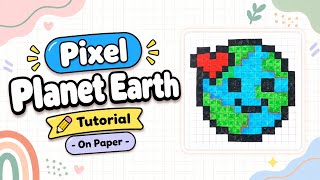 Easy Pixel Planet Earth 🌏Drawing on Grid Paper | Step-by-Step Tutorial #pixelart #tutorial #art 