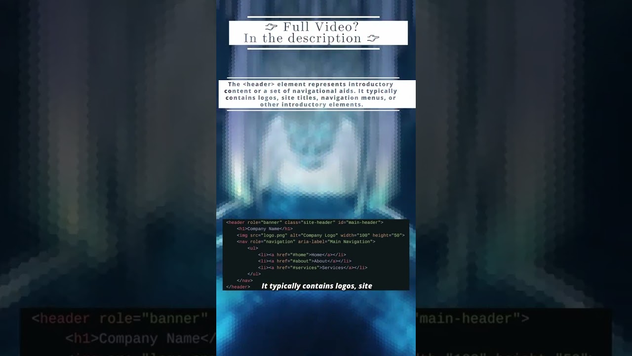 💻 HTML 5f 💻 Key Semantic Elements Intro Part 1 💻 