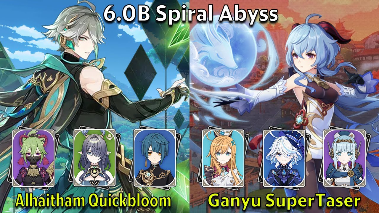 C0 Alhaitham Quickbloom и C0 Ganyu SuperTaser - Genshin Impact 6.0-6.1 Spiral Abyss Full Clear