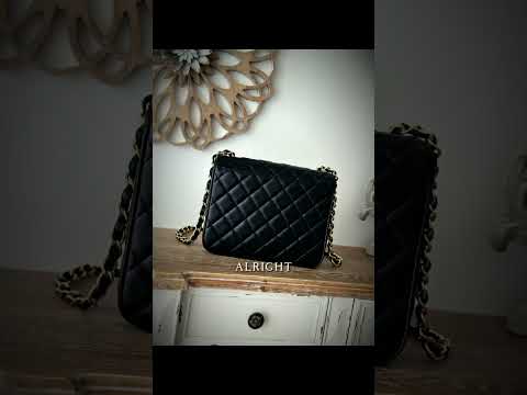 Ohanel Assic Flap Bag Beckham Same Style Sheepskin Black