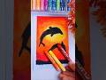 Beautiful Dolphin 🐬 Sunset Scenery | Gallery Soft Oil Pastels Drawing Step by Step #shorts #viral