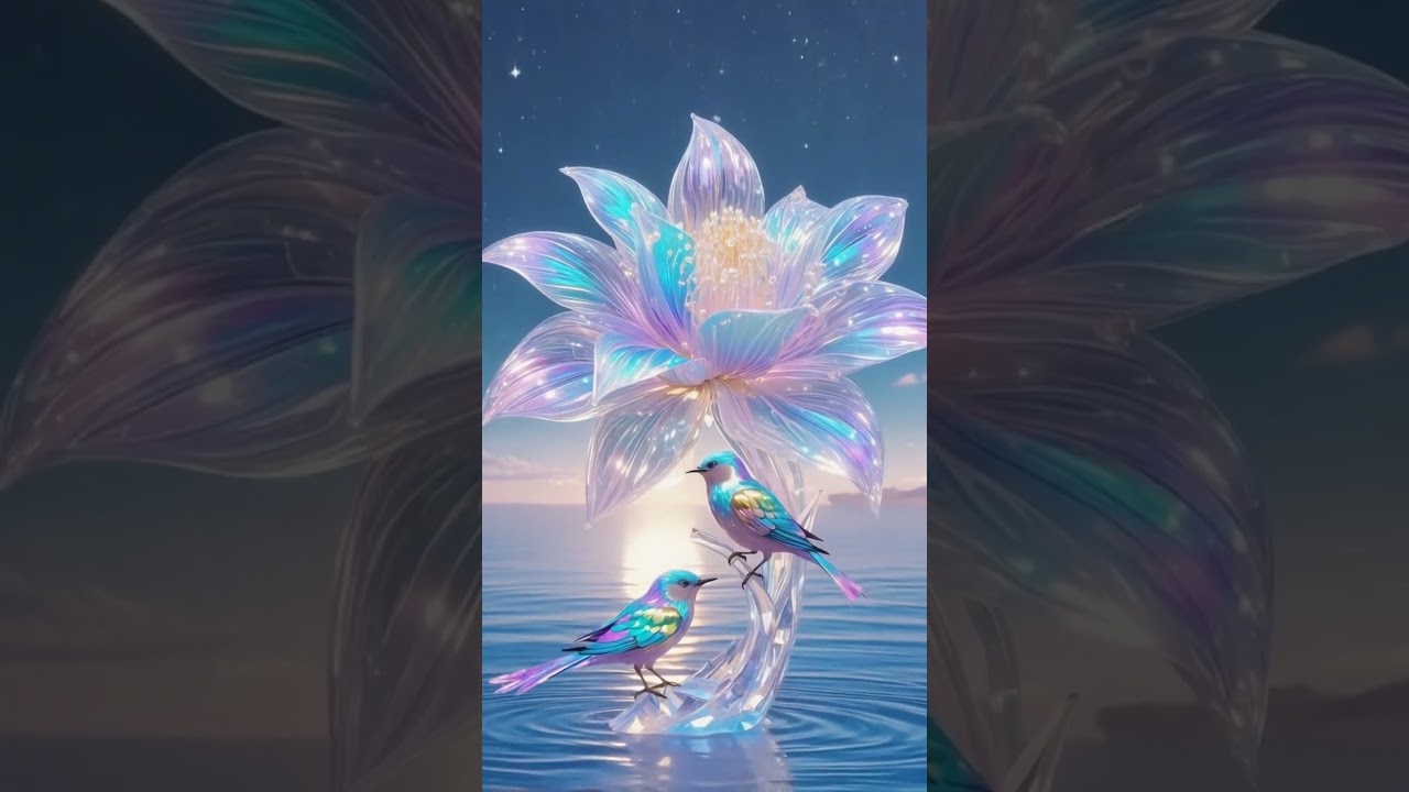 Dreamy Fantasy birds in a magical rain scene 🌸