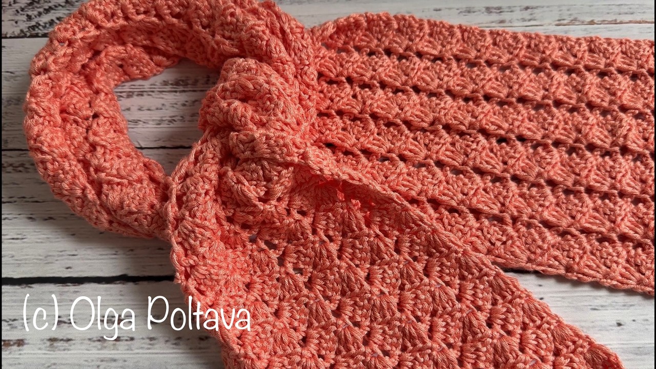 Crochet Lacy Scarf ONE ROW Repeat, Beginner Friendly Crochet Tutorial