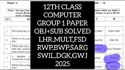 Class 12th Computer solved mcqs Group 1 Paper 2025 | 12th class Computer mcqs solved group 1 2025