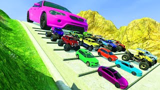 HT Gameplay Crash| Transporting Cars with Giant Deep Water -  Monster Trucks vs Speed Bumps screenshot 3