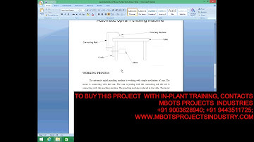 DESIGN & FABRICATION OF AUTOMATIC SPIRAL PUNCHING MACHINE MECHANICAL PROJECT- MBOTS PROJECT INDUSTRY
