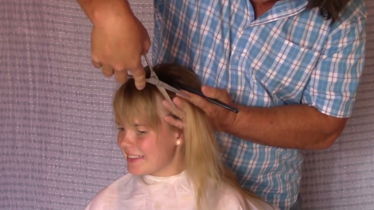 pretty young girl silky soft long blond hair cut short #longtoshort haircut #pixiecut #haircut