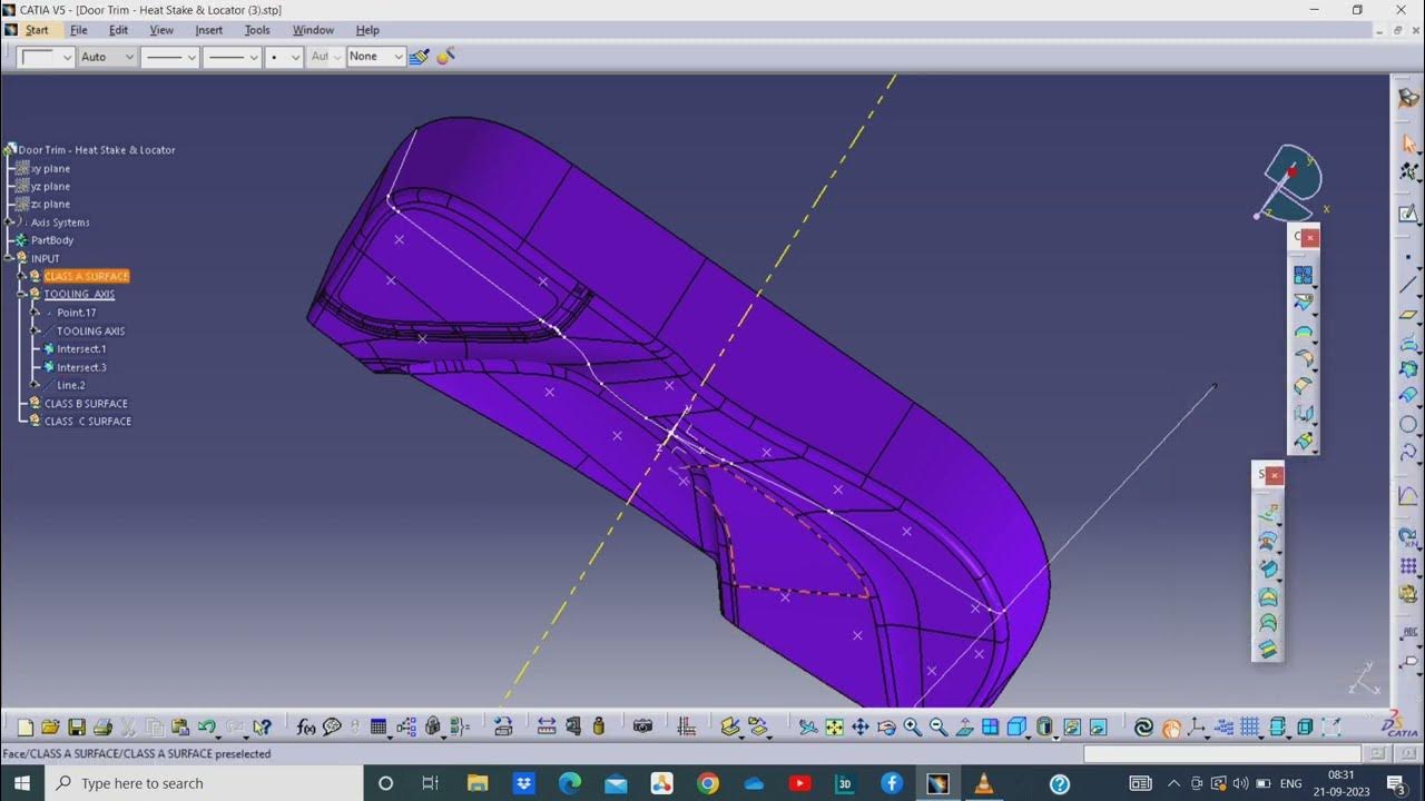 Mastering Door Trim Design in CATIA V5 Heat Stake & Locator Part 1" 