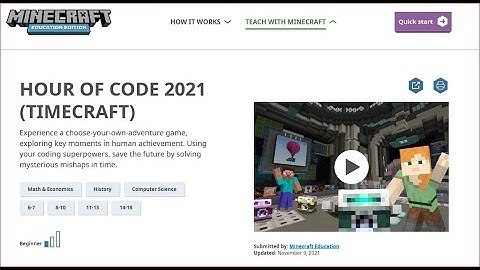 2021 Minecraft Education  Hour of code  Time Craft   Part 1