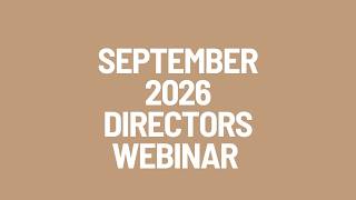 Directors Webinar September 2026