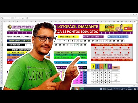 Planilha Lotofácil 20 dezenas com 6 fixas - Garantia de 14 pontos - 69 Jogos  - Lotocerta