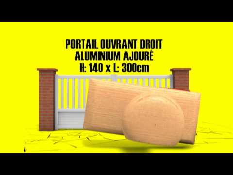 Portail ouvrant droit aluminium ajouré 140x300 (Pub TV)