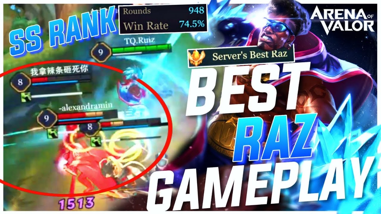 BEST RAZ GAMEPLAY !!! (TOP 1 RAZ / SS RANK). AoV | 傳說對決 | RoV | Liên Quân Mobile.