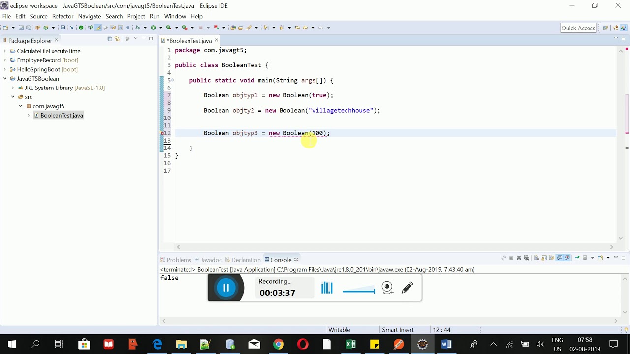 Java.Lang Package Boolean class 1: Definition - YouTube