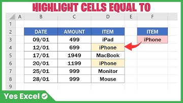 Highlight Cells That Equal To in Excel