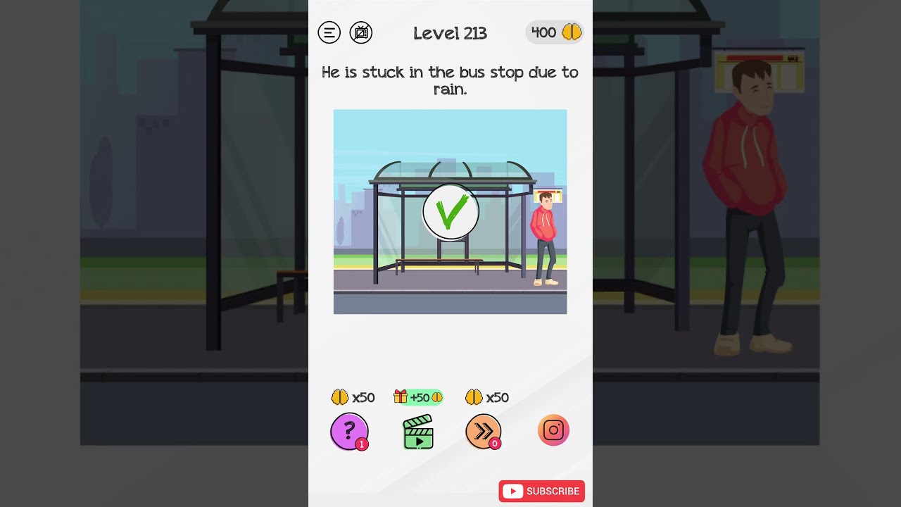 Braindom Level 213 He is stuck in the bus stop Answer - Daze ...