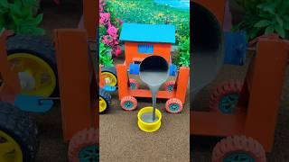 😱Real tractor create a cement pillar step by step  🚜🔥DIY construction machine #shorts