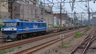 EF210-16＋コキ20両が鶴見駅を通過するシーン（8052レ）2024.08.05