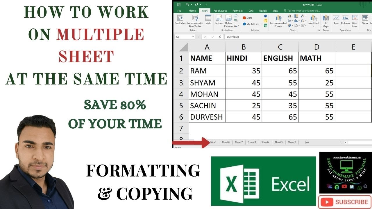 how to work in multiple sheets in excel at the same time ll copying ...