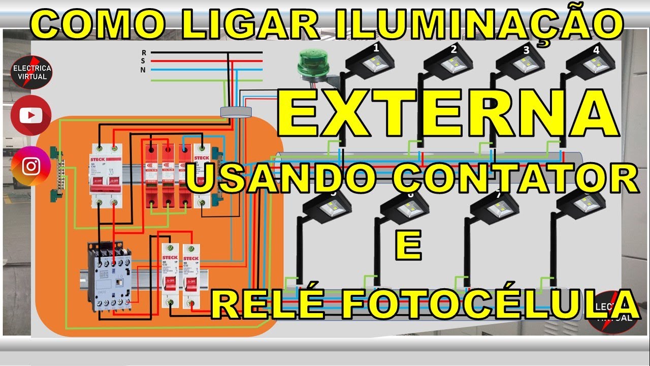 Como ligar iluminação externa com uso de um contator e relé fotocélula ...