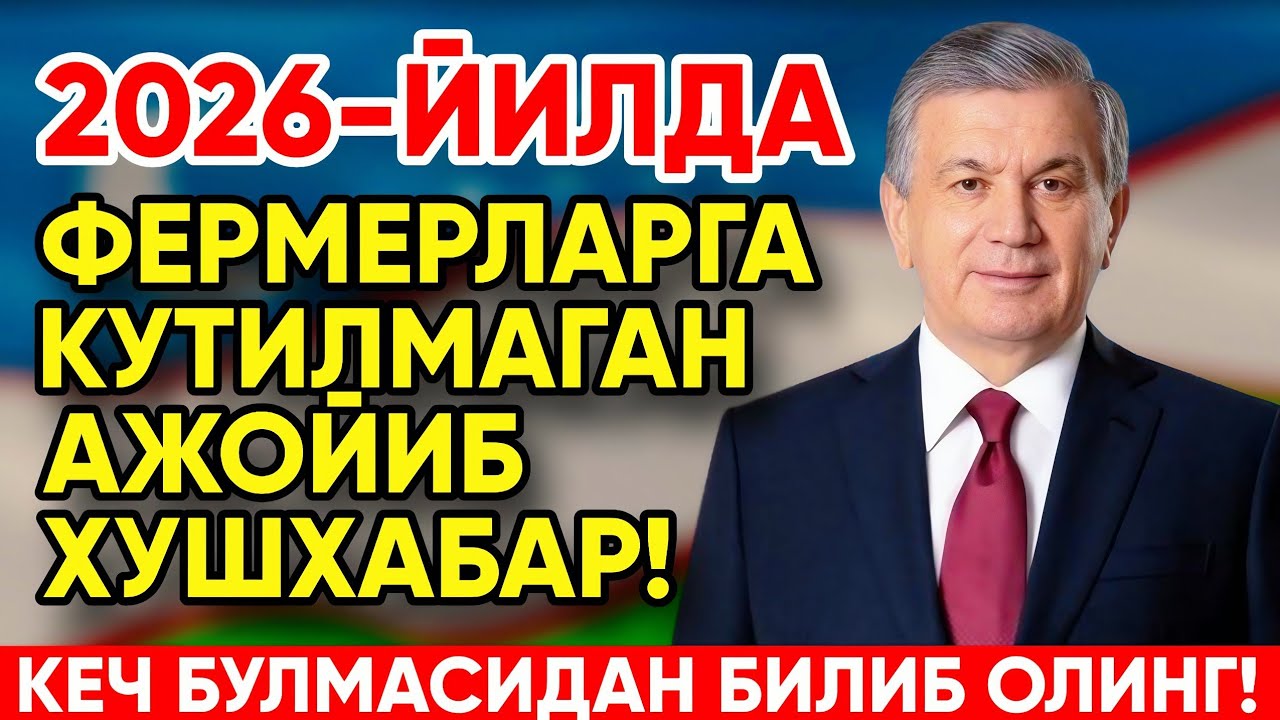 2026-ЙИЛДА ФЕРМЕРЛАР УЧУН КАТТА МОЛИЯВИЙ ЁРДАМ БЕРИЛИШИ АЙТИЛДИ | LENTA TV