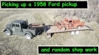 Pickup a 58 Ford pickup, work on a 46 Dodge pickup and sort some junk in the yard