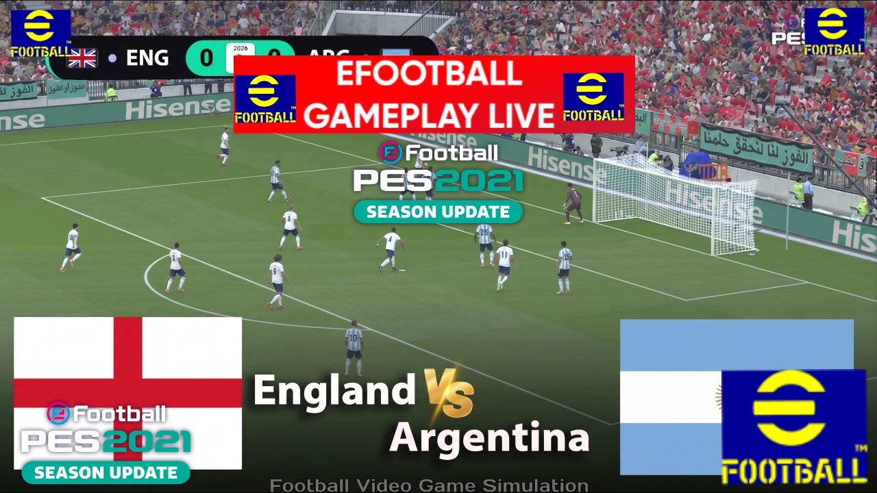 eFOOTBALL PES 2021- ENGLAND VS ARGENTINA LIVE |  FIFA WORLD CUP SIMULATION