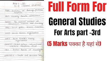 General Studies For Part 3rd | GS For Part 3rd | Full Form For GS | Tmbu University