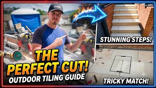 How to cut porcelain patio tiles steps and recessed manhole
