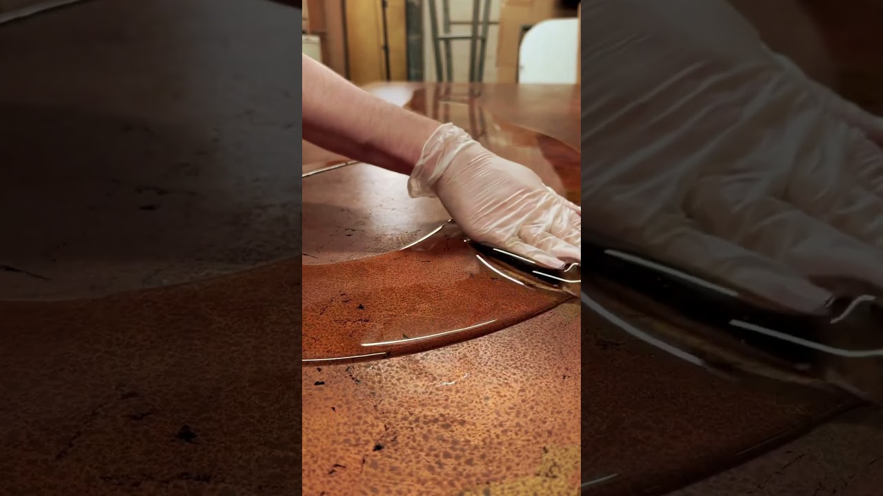 Copper resin coffee table 