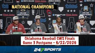 Oklahoma Baseball National Championship Postgame (OU 13 North Carolina 2) - 6/22/2026