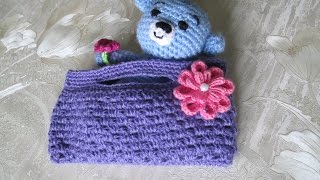 Вяжем простую сумочку для девочки / Knit crochet handbag Вяжем простую сумочку для девочки / Knit crochet handbag