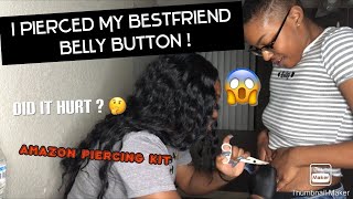 I pierced a friend belly button ! 😱 | Amazon belly piercing kit | she almost passed out !
