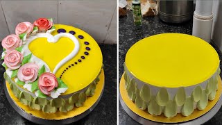 Delicious and Yummy pineapple Cake Recipe|Pineapple Flavour Birthday Cake Flower Decorating